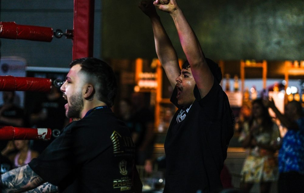 Ringside boxing photography at a Sydney fight night, shot in venue lighting (frame 11 of 24)