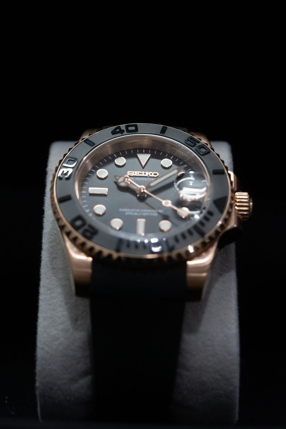 Studio watch photography, lit for steel, sapphire and lacquer on a black ground (frame 10 of 12)